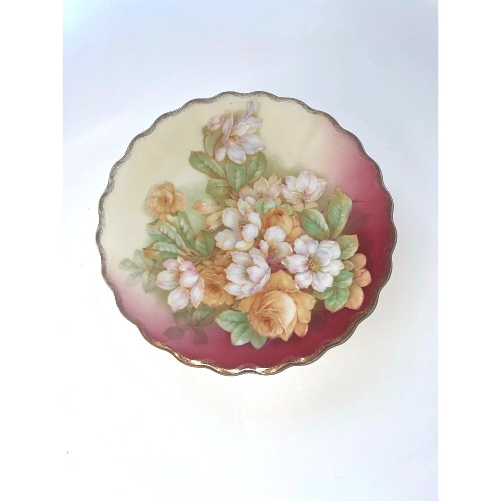 Bavarian Christmas Rose hand Painted Plate J Braun